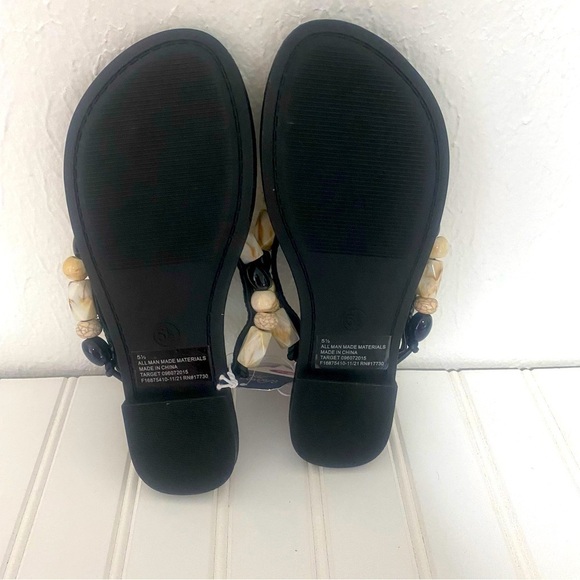 Universal Thread Women’s Cindy Beaded Flip Flop Sandals Black Size 5.5 - Picture 6 of 7